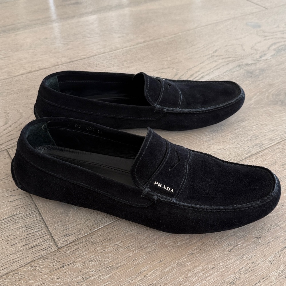 Prada Men's Black Suede Loafers Size 11 - Picture 2 of 8